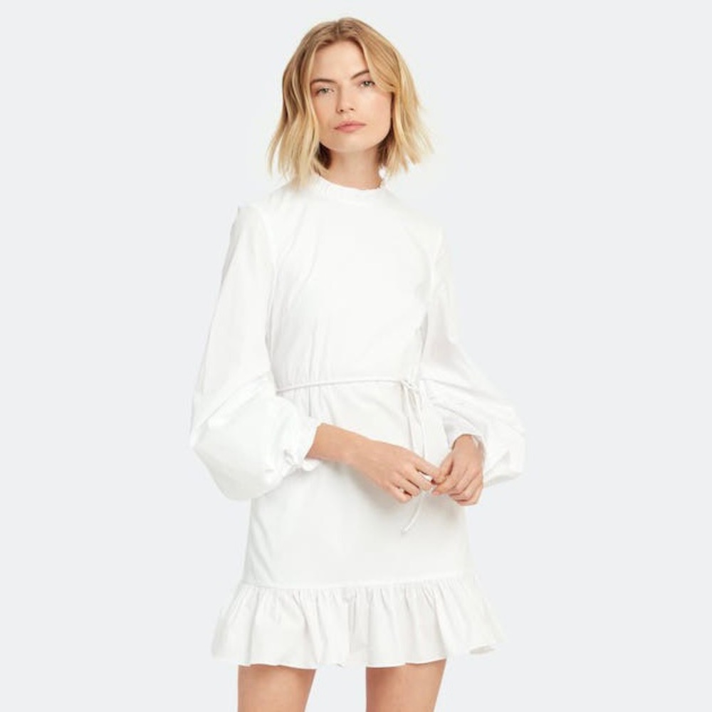 STAUD Long Sleeve Carolina Dress White BRAND NEW w Tags Size 10